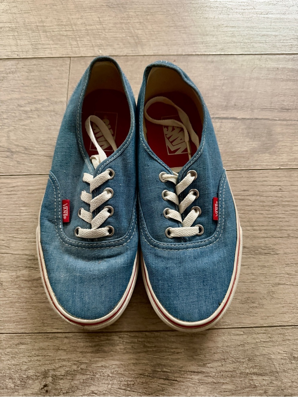 Vans Women’s Denim Blue Canvas Low-Top Sneakers with White Laces